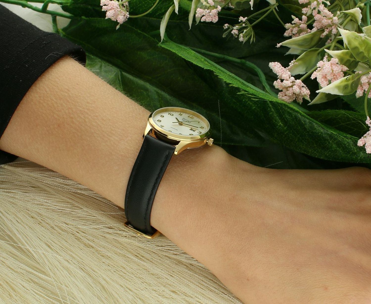 Pierre Ricaud Classic Sapphire P51028.1223Q Czarny pasek, Złota koperta, Grawer.jpg