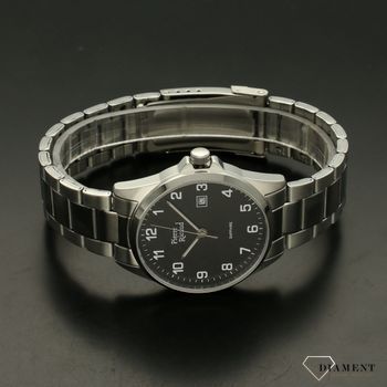 Zegarek mski na bransolecie z czarna tarczą i czytelnym cyferblatem P60022 (3).jpg