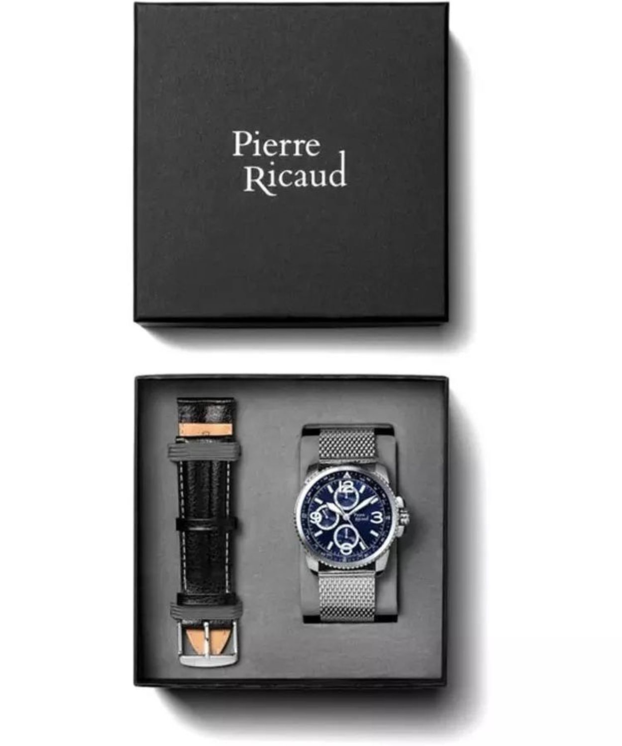 Zegarek męski Pierre Ricaud Multifunction SET P60026.5155QF Zegarek wyposażony jest w kwarcowy mechanizm, zasilany za pomocą baterii. Posiada bardzo 1.jpg