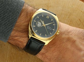 Zegarek męski Pierre Ricaud P60052.1266A – automatyczny mechanizm z 24 kamieniami, złota stal nierdzewna, szara tarcza, szafirowe szkło, 2.jpg