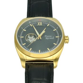 Zegarek męski Pierre Ricaud P60052.1266A – automatyczny, złota koperta, szara tarcza, szafirowe szkło, skórzany pasek (2).jpg