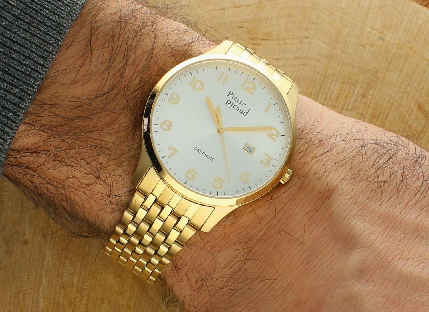 Zegarek męski Pierre Ricaud P60056.1123Q Classic – złota stalowa koperta PVD, szafirowe szkło, mechanizm Citizen Miyota GM21, datownik i wodoodporność 5 ATM. Elegancki zegarek dla mężczyzny 1.jpg