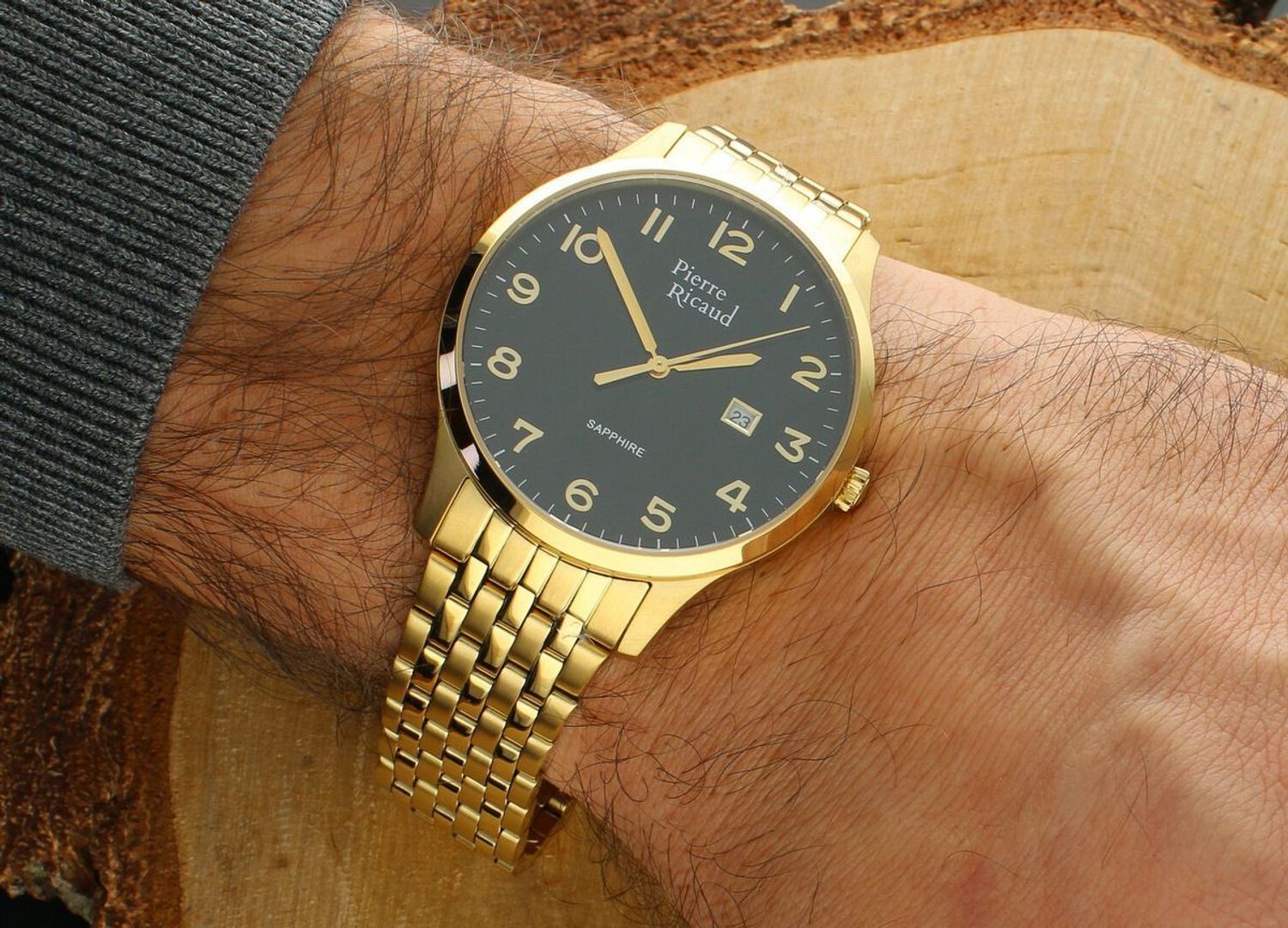 Zegarek męski Pierre Ricaud P60056.1124Q Classic – czarna tarcza, stal nierdzewna z powłoką PVD, szafirowe szkło, mechanizm kwarcowy C01.211, datownik i wodoodporność 5 ATM1.jpg