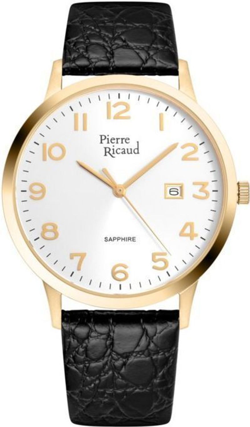Pierre Ricaud P91022.1223Q2 – elegancki zegarek kwarcowy z mechanizmem Citizen Miyota 1M12, złotą kopertą PVD, białą tarczą i paskiem ze skóry naturalnej. Wodoszczelność 50 m, szkło szafirowe.1.jpg