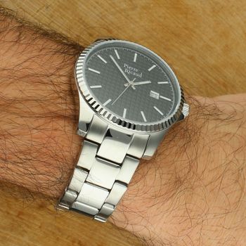 Pierre Ricaud P91030.5114Q – Męski Zegarek z Czarną Tarcza i Srebrną Bransoletą Stalową  Sklep Diament – Autoryzowany Sprzedawca, 2 Lata Gwarancji black.jpg