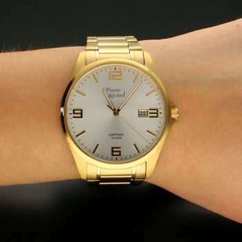 Zegarek męski na bransolecie Pierre Ricaud P91076.1153Q. Zegarek na złotej bransolecie. Zegarek męski klasyczny. Zegarek Pierre  (2).jpg