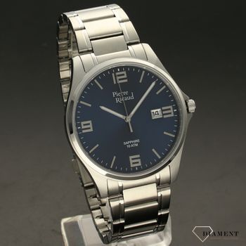 Zegarek męski na bransolecie z niebieską tarczą i szafirowym szkłem P91076 (1).jpg