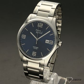 Zegarek męski na bransolecie z niebieską tarczą i szafirowym szkłem P91076 (2).jpg
