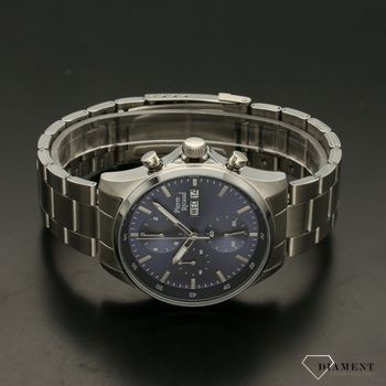 Zegarek męski na bransolecie z niebieską tarczą i chronografem P91083 (3).jpg