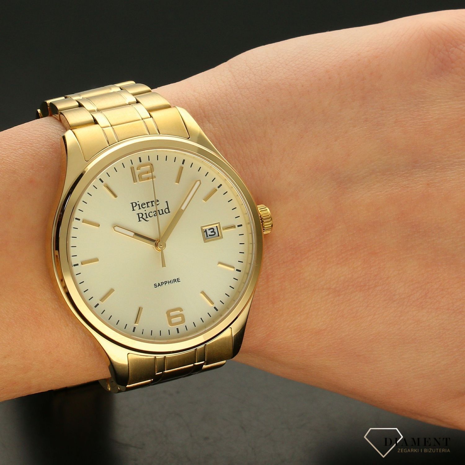 Zegarek męski Pierre Ricaud złoty na bransolecie P91086.1151Q.jpg
