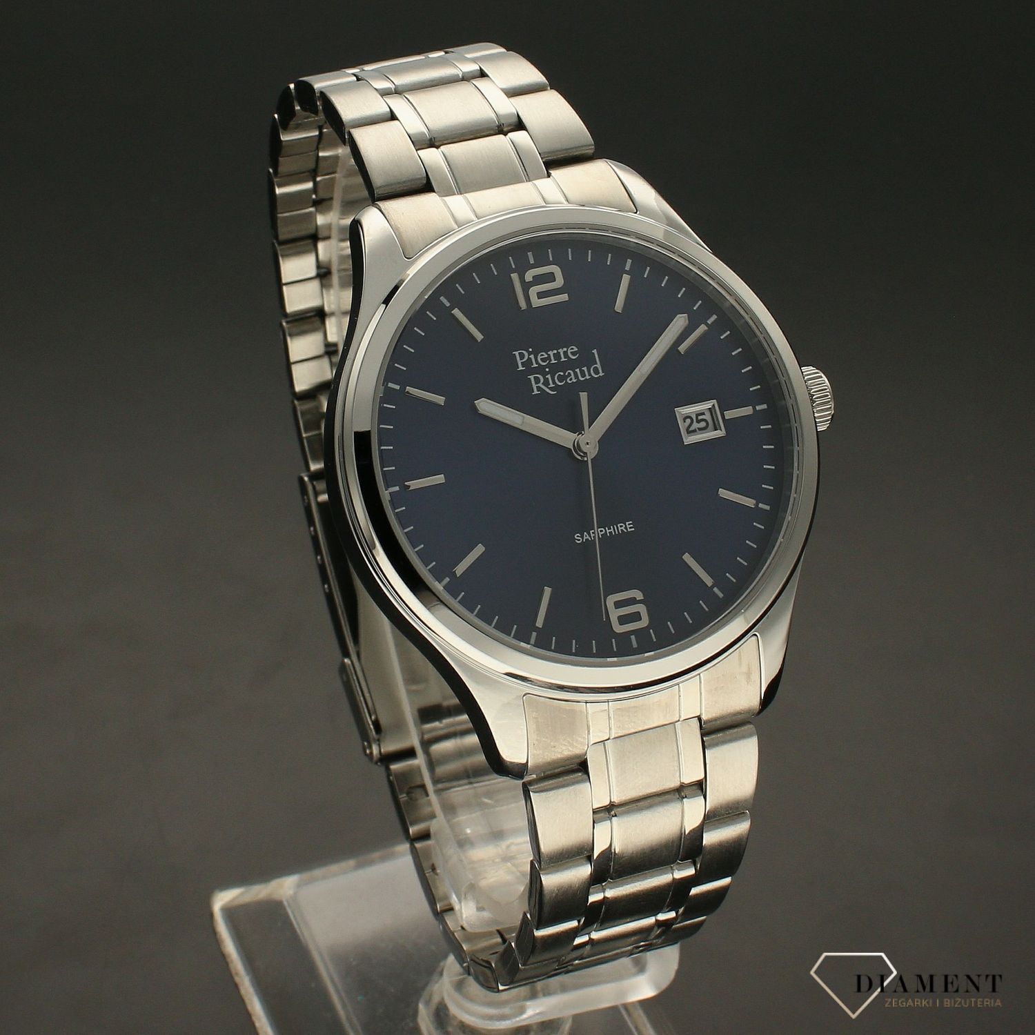 Zegarek męski na bransolecie z szafirowym szkłem Pierre Ricaud P91086.5155Q.jpg