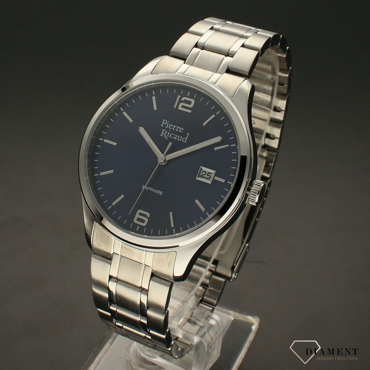 Zegarek męski na bransolecie z szafirowym szkłem Pierre Ricaud P91086.5155Q.jpg