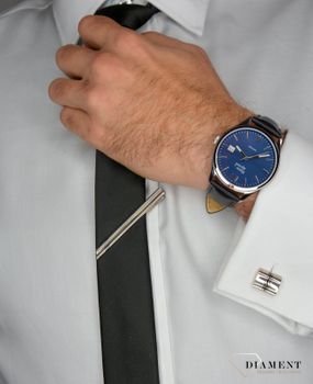 Zegarek męski Pierre Ricaud P91086.5255Q. Zegarek męski z okrągłą kopertą wykonaną ze stali z niebieską tarczą zegarka i srebrnymi indeksami.  (7).JPG