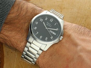 Zegarek męski Pierre Ricaud P91105.5124Q Gent Watch Classic – stal nierdzewna, czarna tarcza ze szlifem słonecznym, szafirowe szkło, mechanizm Citizen Miyota 2405, datownik dzień miesiąca i 2.jpg