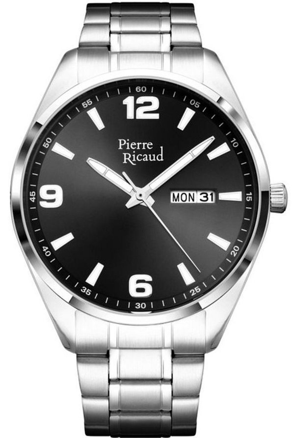 Zegarek męski Pierre Ricaud P91107.5154Q Gent Watch Classic – czarna tarcza, stal nierdzewna, szafirowe szkło, mechanizm Seiko Epson VX42, datownik dzień tygodnia i miesiąca, wodoodporność 5.jpg