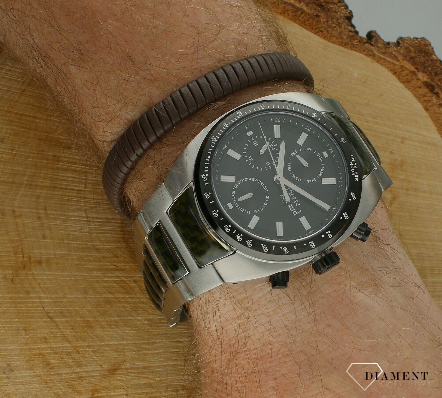 Zegarek męski  Pierre Ricaud Classic Sapphire P97026.Y114QF. Zegarek męski na bransolecie. Zegarek męski z szafirowym szkłem. Męski zegarek Pierre Ricaud z czarną tarczą. Zegarek męski stalowy na bransolecie idealny na prezent (2).jpg