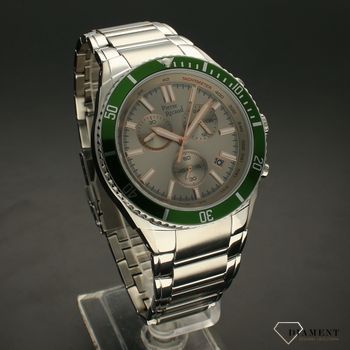 Zegarek męski Pierre Ricaud ⌚ P97029.51R7CH na bransolecie Chronograph 'Zielony Bezel'  Autoryzowany sklep (1).jpg
