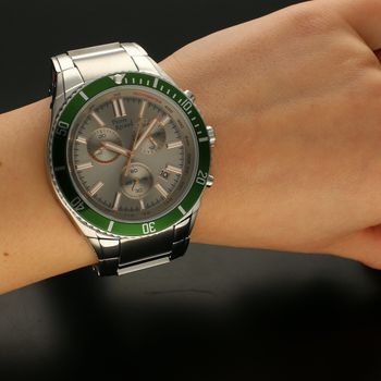 Zegarek męski Pierre Ricaud ⌚ P97029.51R7CH na bransolecie Chronograph 'Zielony Bezel'  Autoryzowany sklep (5).jpg