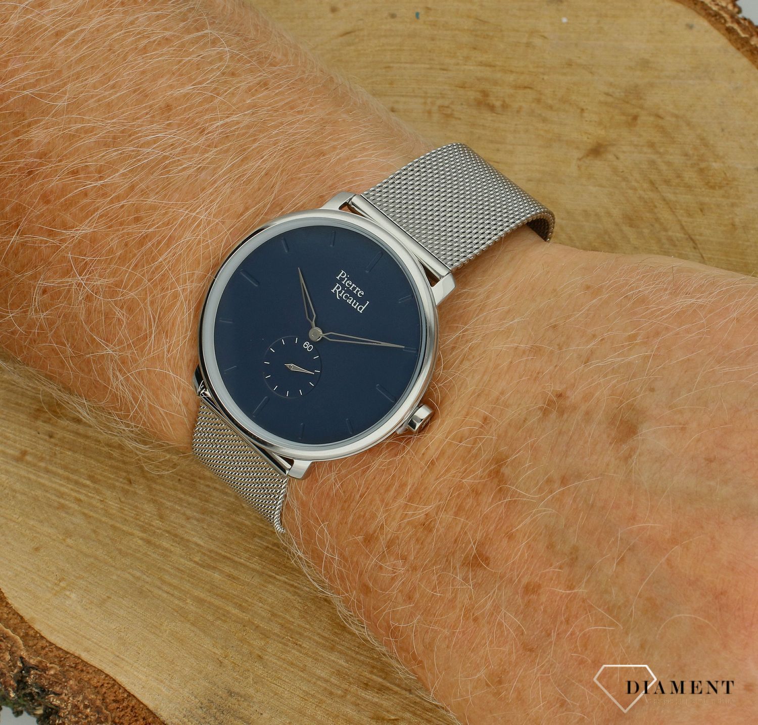 Zegarek męski Pierre Ricaud Classic P97168.5115Q. Zegarek męski na bransolecie. Zegarek Pierre Ricaud z granatową tarczą. Zegarek w srebrnym kolorze. Zegarek męski na bransolecie Pierre Ricaud na prezent..jpg
