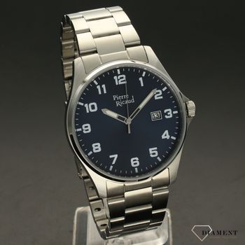 Zegarek męski na bransolecie z niebieską tarczą i klasycznymi cyframi P97243 (1).jpg