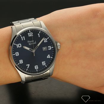 Zegarek męski na bransolecie z niebieską tarczą i klasycznymi cyframi P97243 (5).jpg