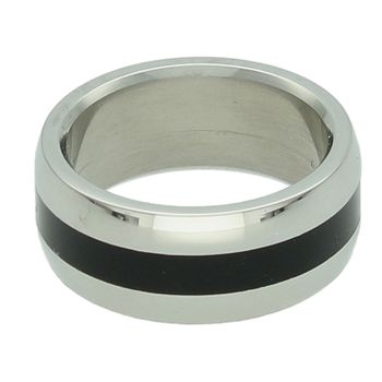 Elegancka obrączka stalowa PA015 z czarnym paskiem przez środek, waga 5,74 g. Nowoczesny, trwały i minimalistyczny design idealny na ślub lub zaręczyny.1.jpg