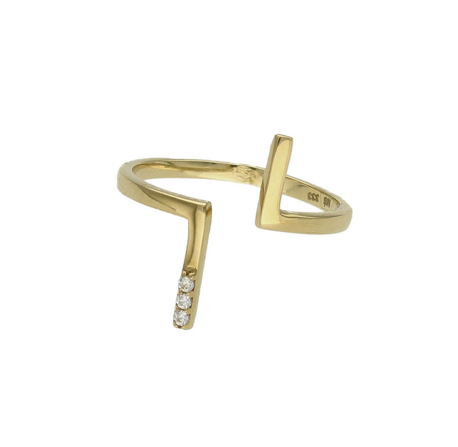 Złoty pierścionek damski 333 Otwarta kompozycja PAR1085G8K. Niepołączony pierścionek złoty. Otwarty pierścionek. Rozłączony pierścionek. Pierścionek z przerwą.  Świetnie się sprawdzi na prezent z okazji uro.jpg