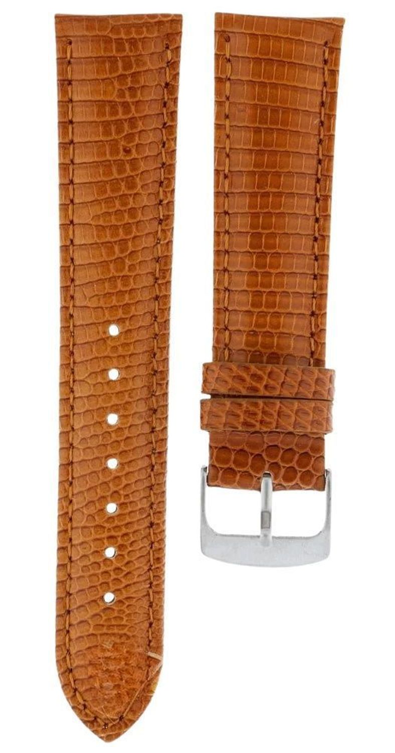 Wysokiej jakości pasek do zegarka Morellato z miękkiej skóry jaszczurki w kolorze jasny brąz. Szerokość 16–18 mm, stalowa satynowana sprzączka, elegancki pasek damski.1.jpg
