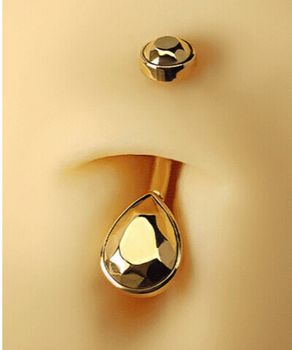 Kolczyk do pępka Banan Łezka – tytan G23, kolor złoty  PBT009-GG-1,610 klc.jpg