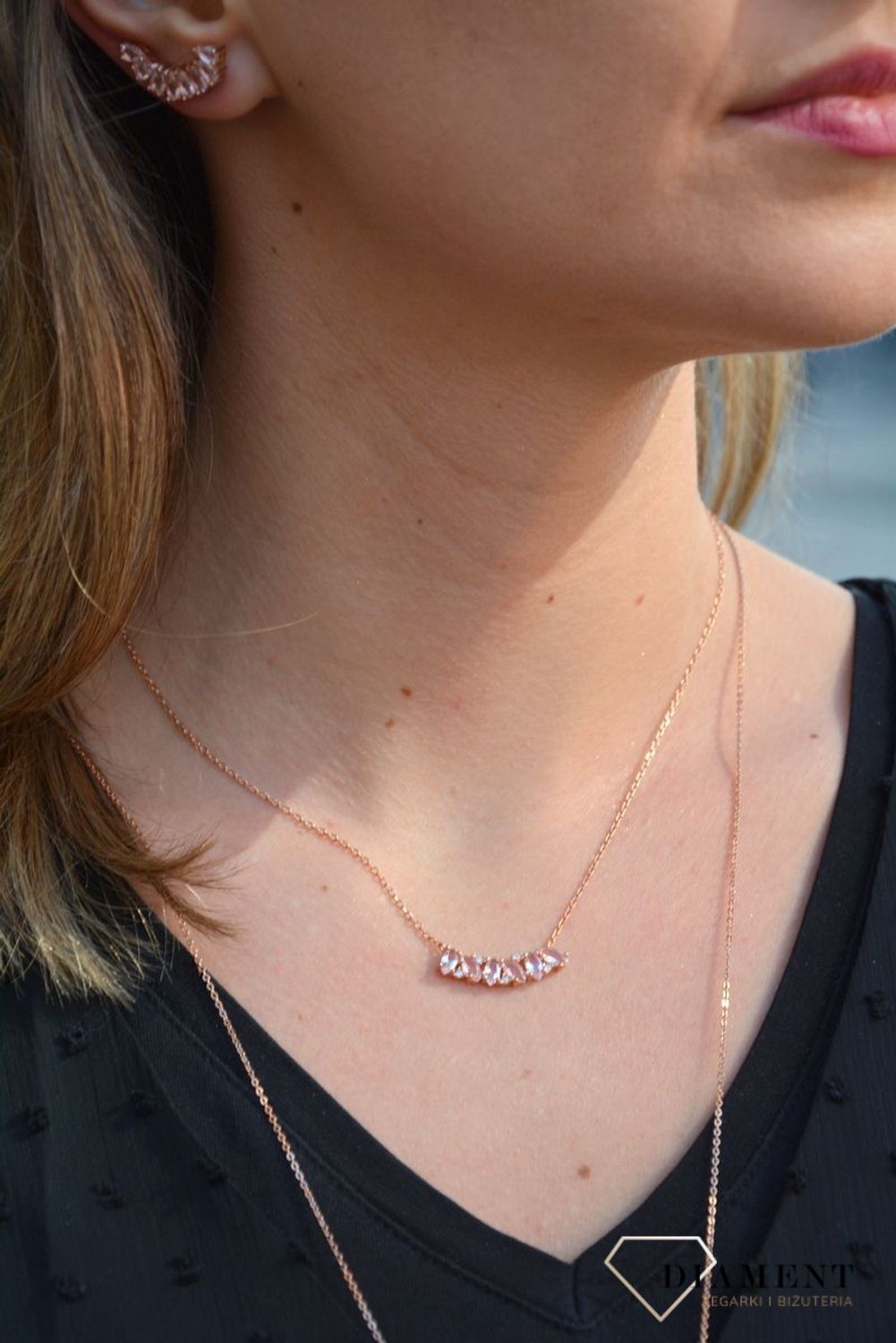 Piękne, delikatne naszyjniki pokryte różowym złotem. Naszyjniki Damskie w Sklepie z Biżuterią zegarki-diament.pl. Piękne i Eleganckie naszyjniki dla Kobiet. Darmowa wysyłka. (2).JPG