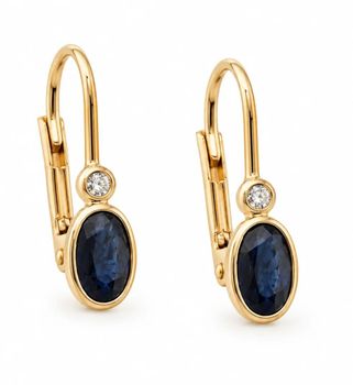 Kolczyki złote damskie 585 z 2 brylantami 0,023 ct i szafirem 0,56 ct – elegancka biżuteria damska (1).jpg