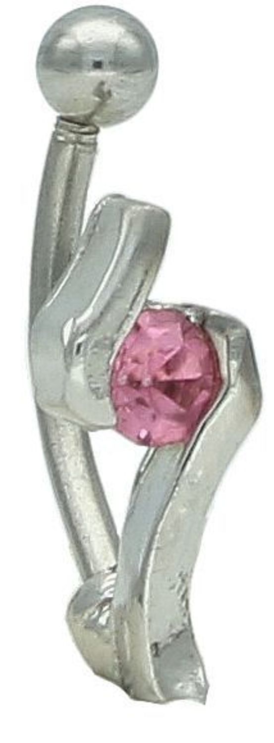 Stalowy kolczyk do brwi z różową cyrkonią PE506 Stalowy kolczyk do brwi zakończony jednostronnie ozdobą z różową cyrkonią, wykonany ze stali 316L.1.jpg