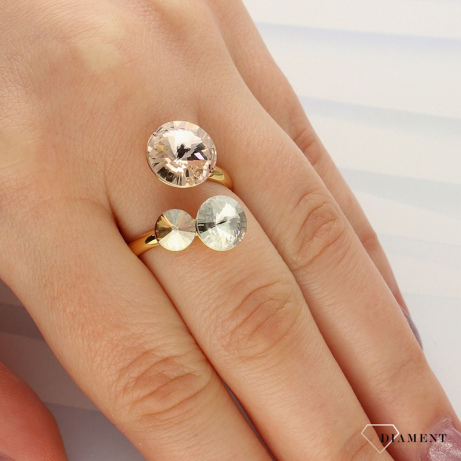 Pierścionek srebrny pozłacany z kryształkami Swarovski Lolipop PG11223SLSS.jpeg