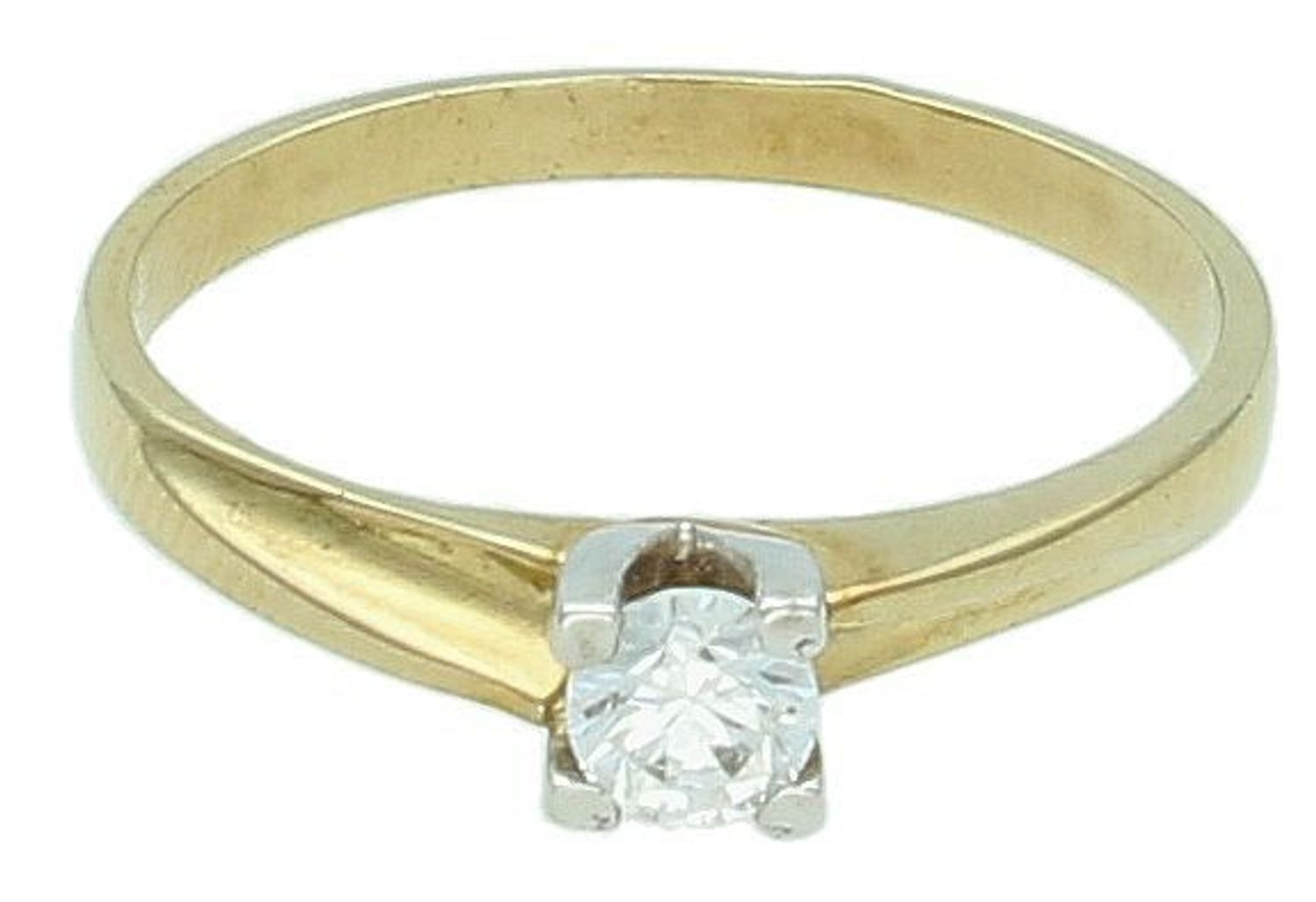 Złoty pierścionek damski zaręczynowy z cyrkonią rozmiar 15 PI1954 . Klasyczny pierścionek doskonały na zaręczyny.  Złoty pierścionek w klasycznej odsłonie świetnie się sprawdzi na prezent. 1.jpg