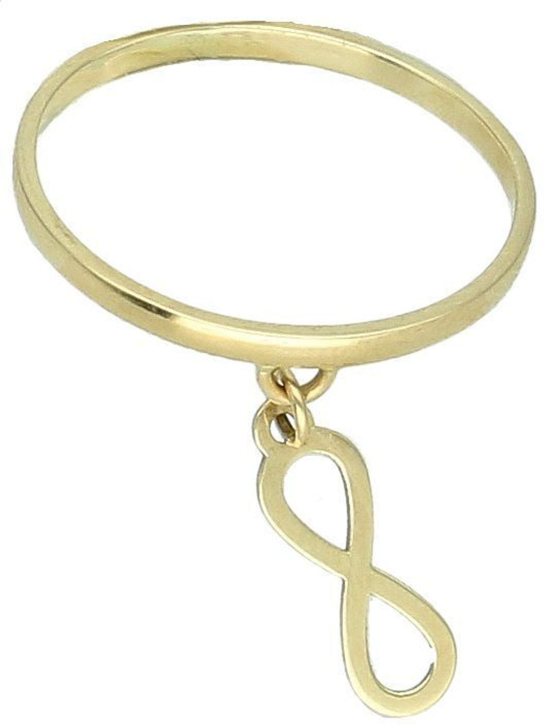 Delikatny pierścionek z wiszącym elementem Znak nieskończoności 585 PI3364.jpg