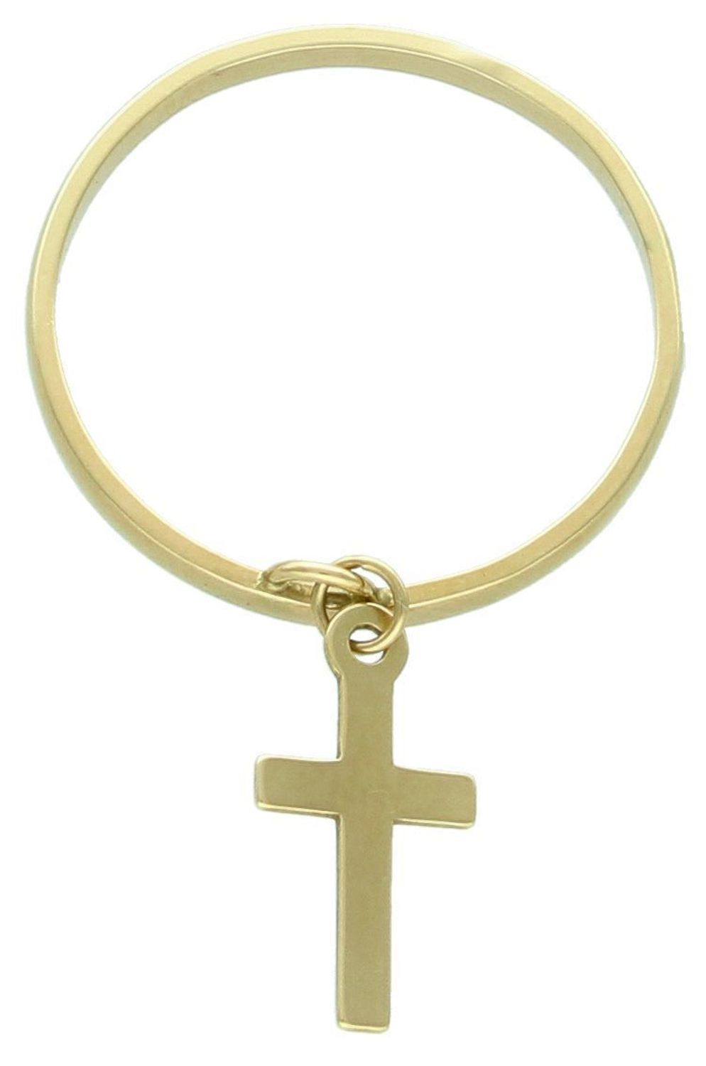 Złoty pierścionek 585 z zawieszką krzyż PI3368 Biżuteria wykonana z najwyższej jakości złota próby 585. Modny pierścionek z zawieszką w formie krzyżyka z pewnością przyciągnie wzrok. 1.jpg