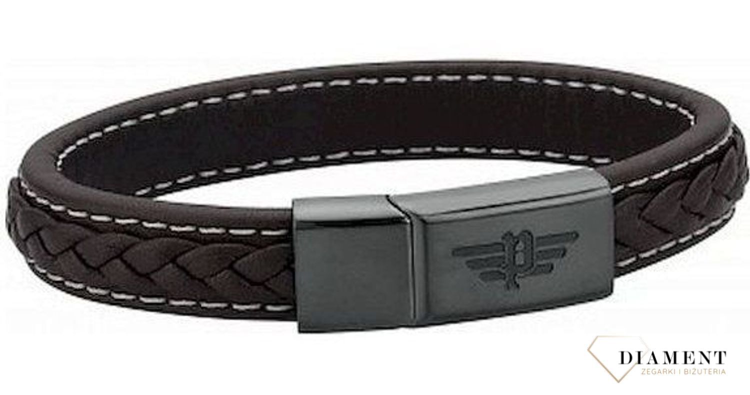 Bransoletka POLICE PJ.26268BLB-02-L. Brązowa, męska bransoleta firmy POLICE.  Pleciony splot efektownego dodatku pasuje zarówno do casualowej oraz sportowej stylizacji..jpg