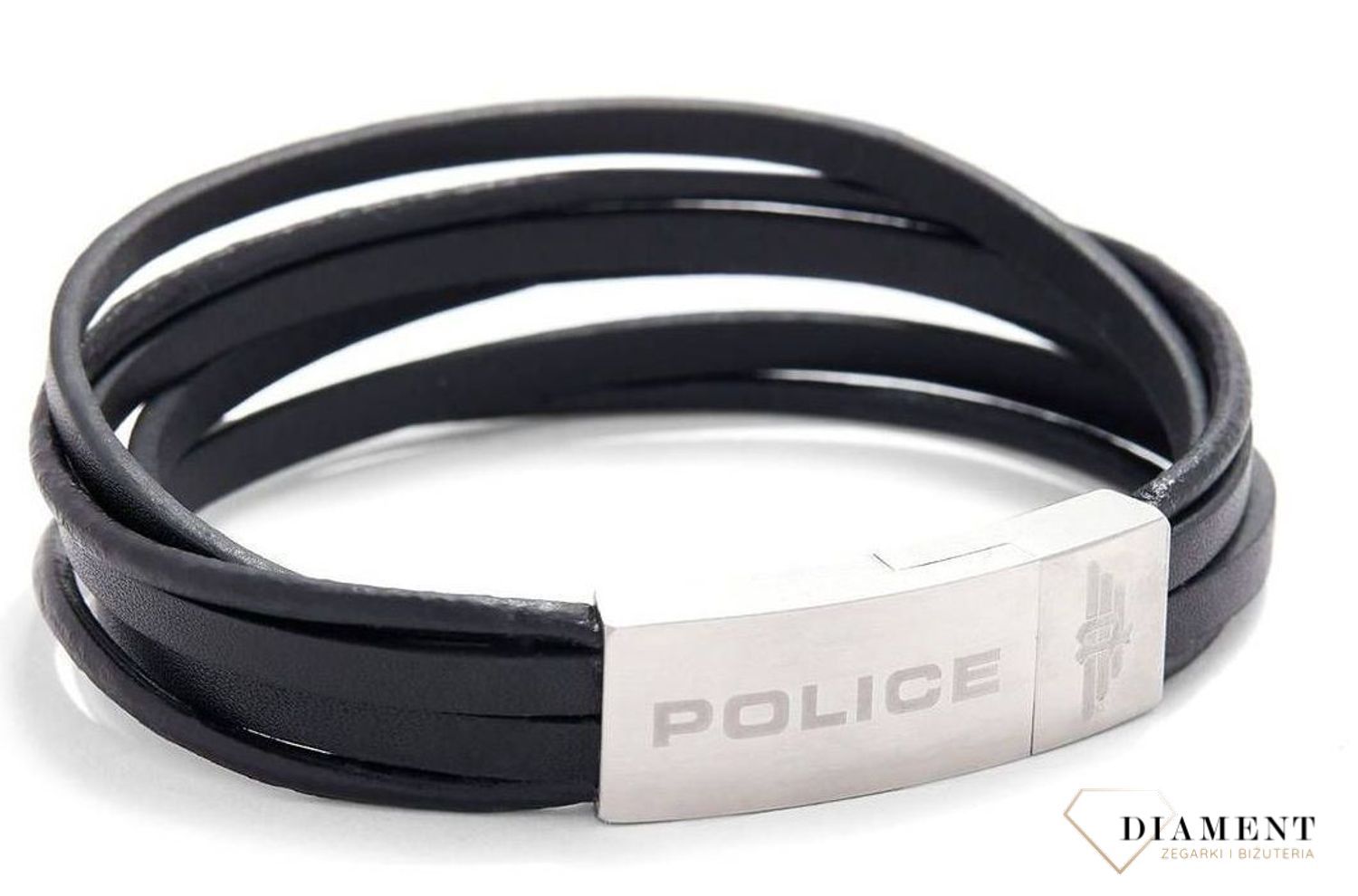 Bransoletka POLICE PJ.26345BLSB-01-L. Czarna, męska bransoleta firmy POLICE. Biżuteria z kolekcji męskiej to odpowiedź na coraz większe zainteresowanie tego typu dodatkami do stylizacji..jpg