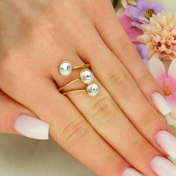 Pierścionek srebrny z kryształami Swarovski® Crystal – regulowany rozmiar Ag.jpg