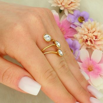 Pierścionek srebrny z kryształami Swarovski® Crystal – regulowany rozmiar crystal.jpg