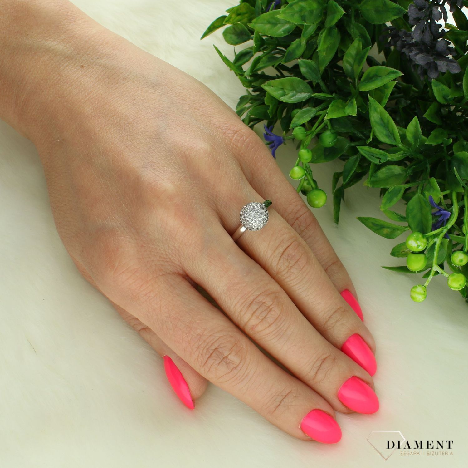 Pierścionek srebrny 925 błyszcząca kulka rozmiar 11 PM326 (2).jpg