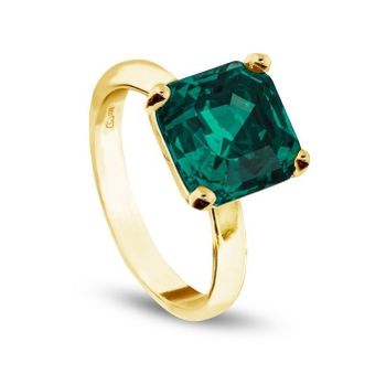 Srebrny pierścionek pozłacany z kryształem w kolorze Emerald PPG4480EM. Pierścionek pozłacany z dużym kryształkiem w formie kwadratu w kolorze Emerald. Pierścionek o wadze 3,90 gram. Pierścionek srebrny pozłacany z  (1).jpg