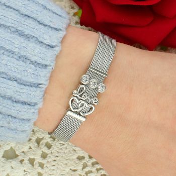 Bransoletka damska Love Pierre Ricaud PR150.5 – stal szlachetna, mesh, srebrna LOVE.jpg