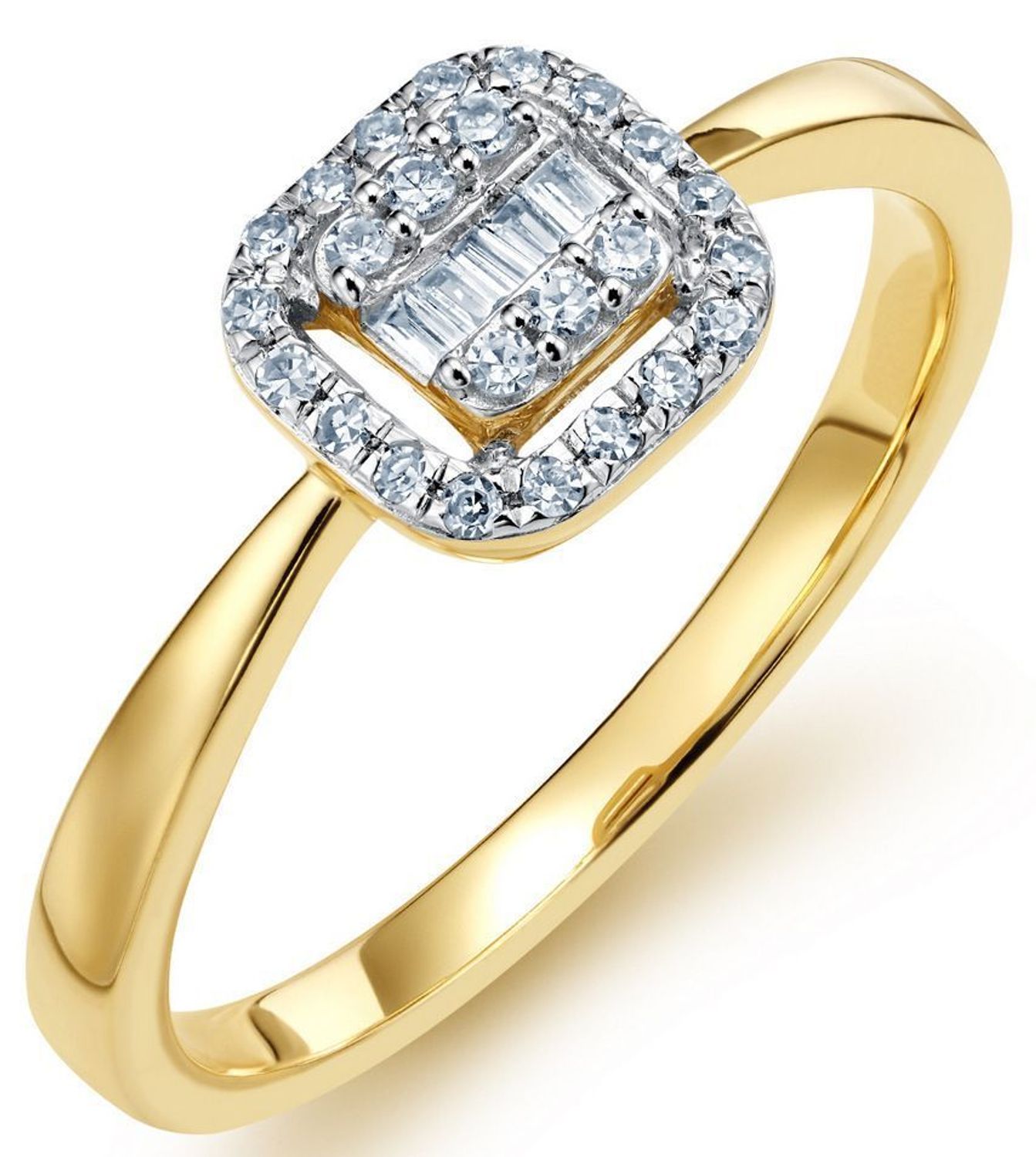 Elegancki złoty pierścionek z 29 diamentami 0,12ct GHSI, kwadratowy wzór. Model PR301206Y, rozmiar 14 – idealny na prezent lub wyjątkową okazję.1.jpg