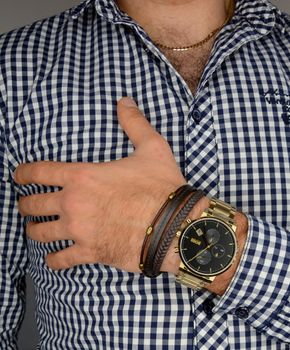 Biżuteria męska Bransoletka męska 'Brązowa skóra Pierre Ricaud'✓ Prezent dla mężczyzny ✓Biżuteria męska w Sklepie z Biżuterią zegarki-diament (6).JPG