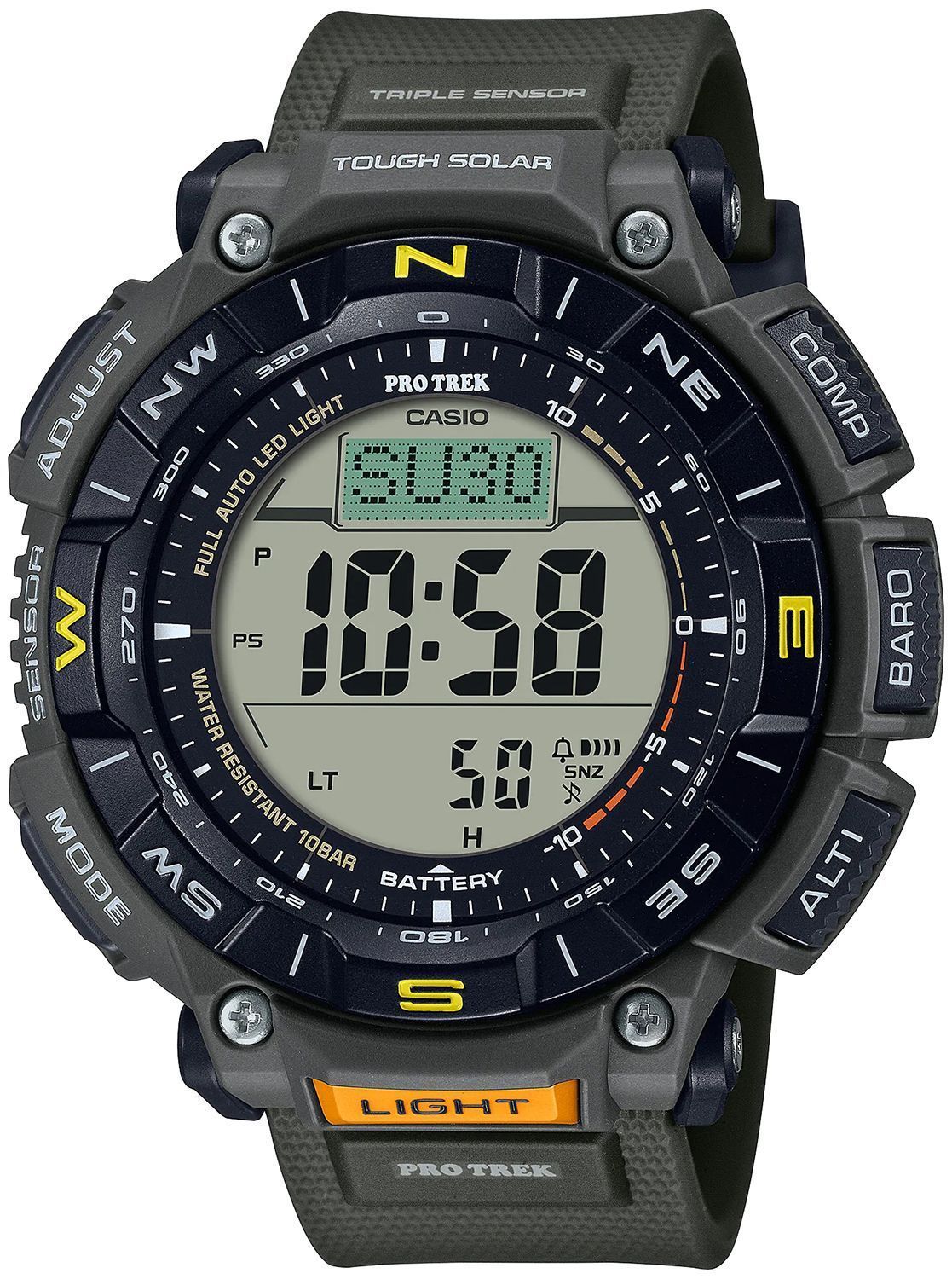 Zegarek męski ProTrek Casio Solar Digital PRG-340-3ER zielony.Zegarek Casio sportowy. Zegarek z wysokościomierzem, barometrem, termometrem. Zegarek w góry z kompasem. Zegarek na prezent.1.jpg