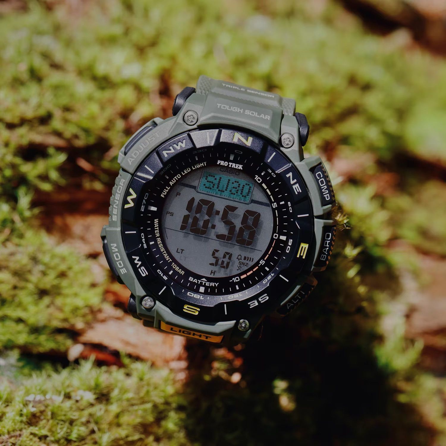 Zegarek męski ProTrek Casio Solar Digital PRG-340-3ER zielony.Zegarek Casio sportowy. Zegarek z wysokościomierzem, barometrem, termometrem. Zegarek w góry z kompasem. Zegarek na prezent.1.jpg