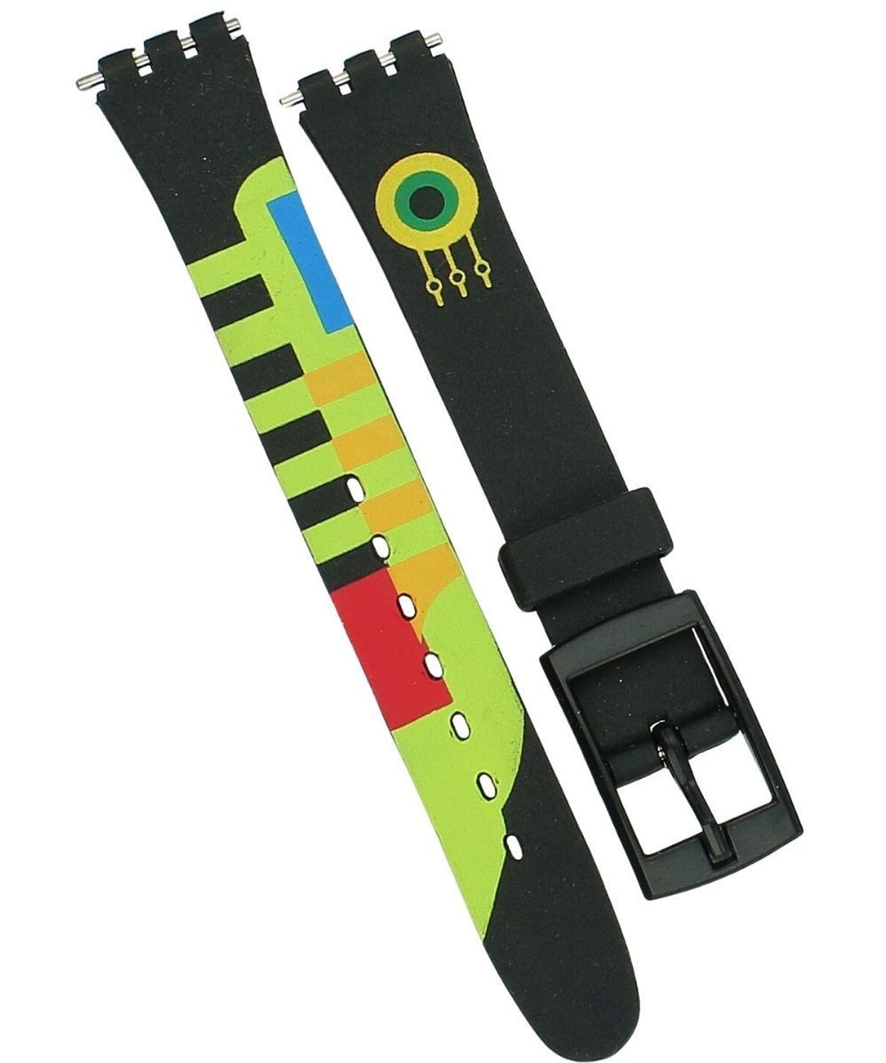 Czarny pasek gumowy do zegarka Swatch 15 mm PRS-SWATCH-11SWISS-GUMA – wzorzysty, miękki OUTLET.jpg