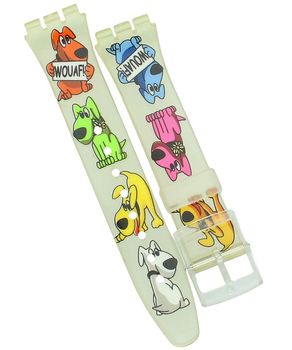 Pasek gumowy do zegarka Swatch 20 mm PRS-SWATCH-14SWISS-GUMA – ecru z kolorowym nadrukiem psów - OUTLET.jpg