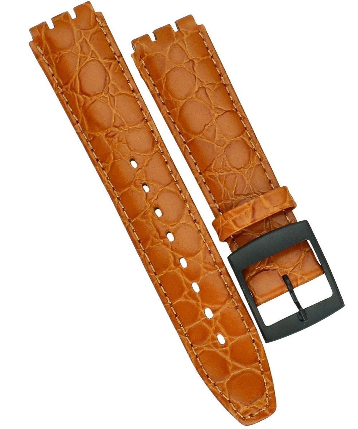 Jasnobrązowy pasek skórzany do zegarka 20 mm PRS-SWATCH-5SWISS-Skóra – tłoczona faktura, elegancki styl.jpg